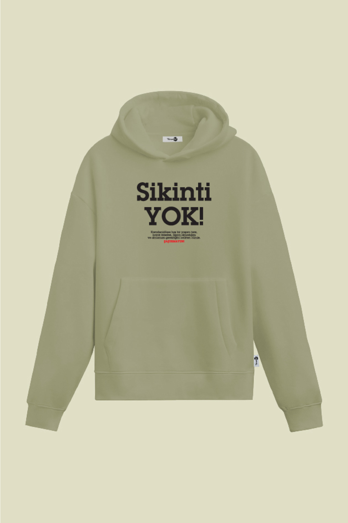 Sikinti Yok Kapüşonlu Sweatshirt Mint Yeşil