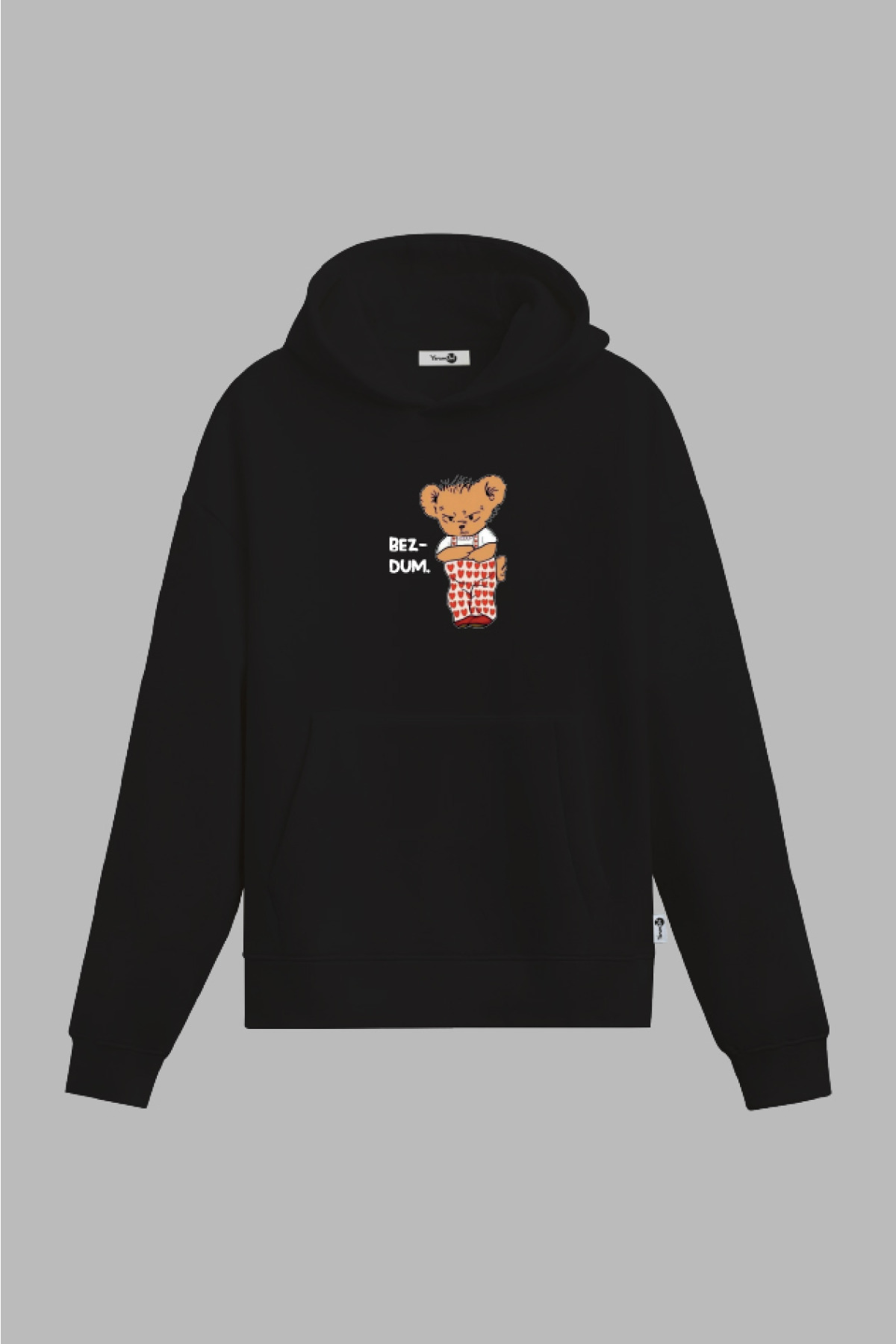 Teddy Bezdum Kapüşonlu Sweatshirt Siyah