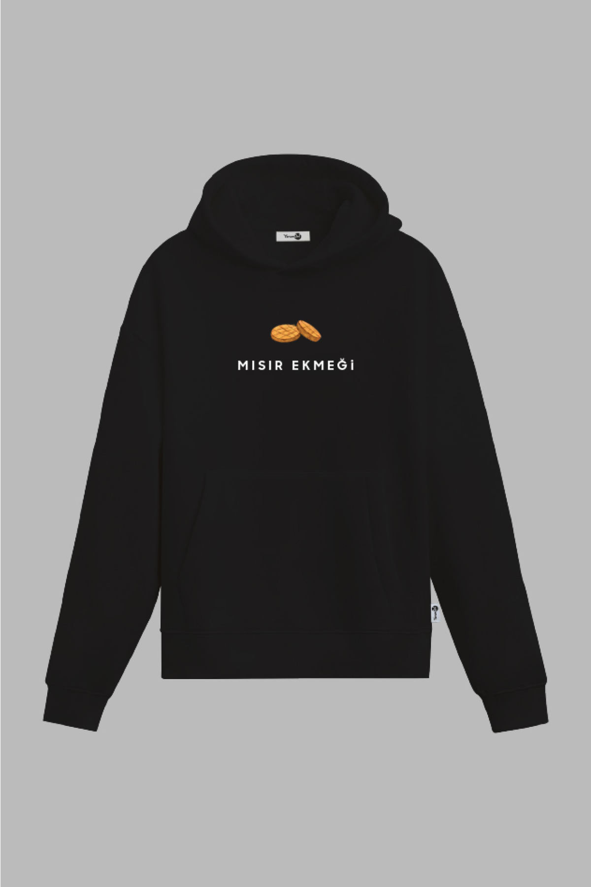 Mısır Ekmeği Kapüşönlu Sweatshirt Siyah