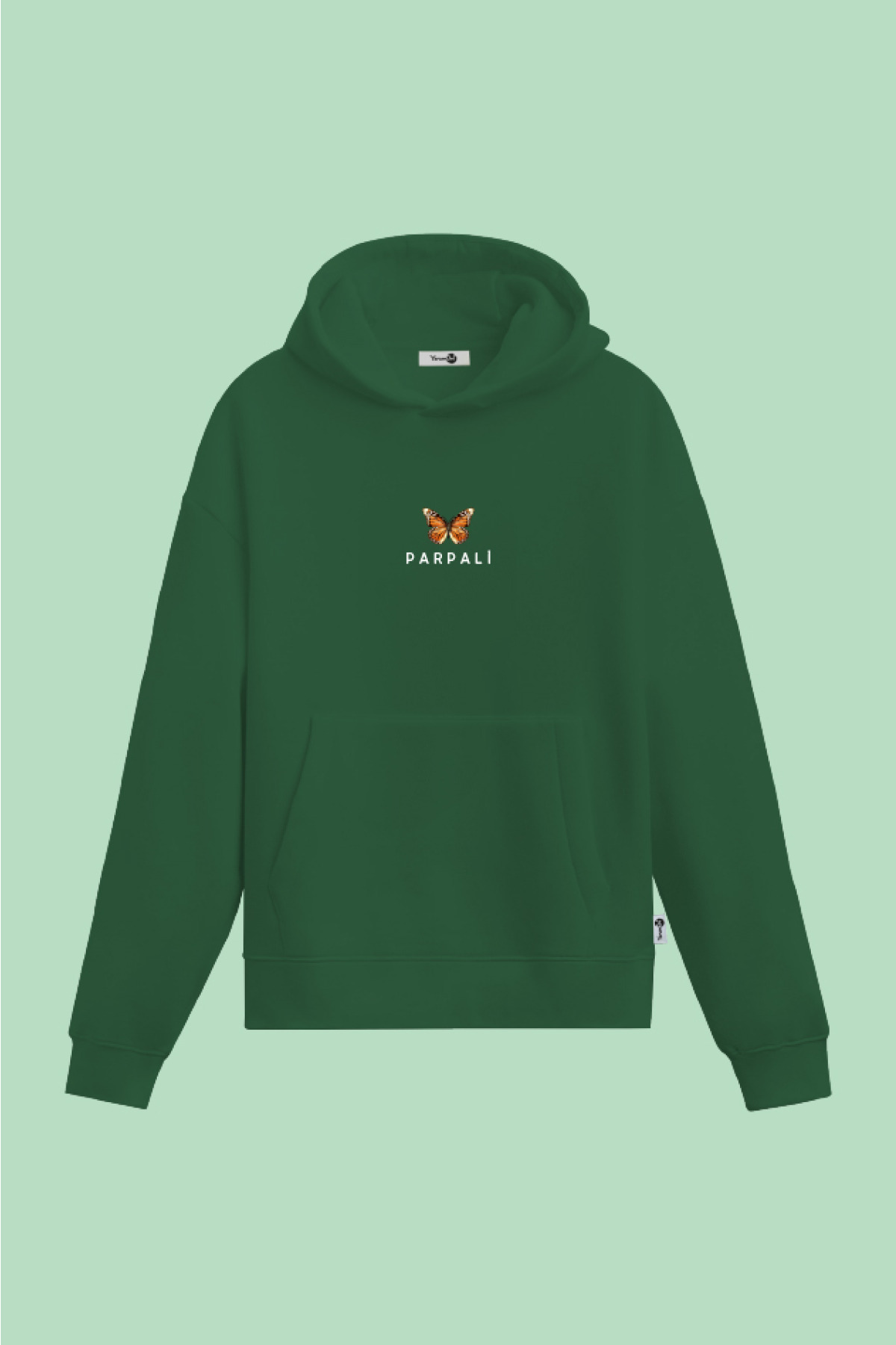 Parpali Kapüşonlu Sweatshirt Yeşil
