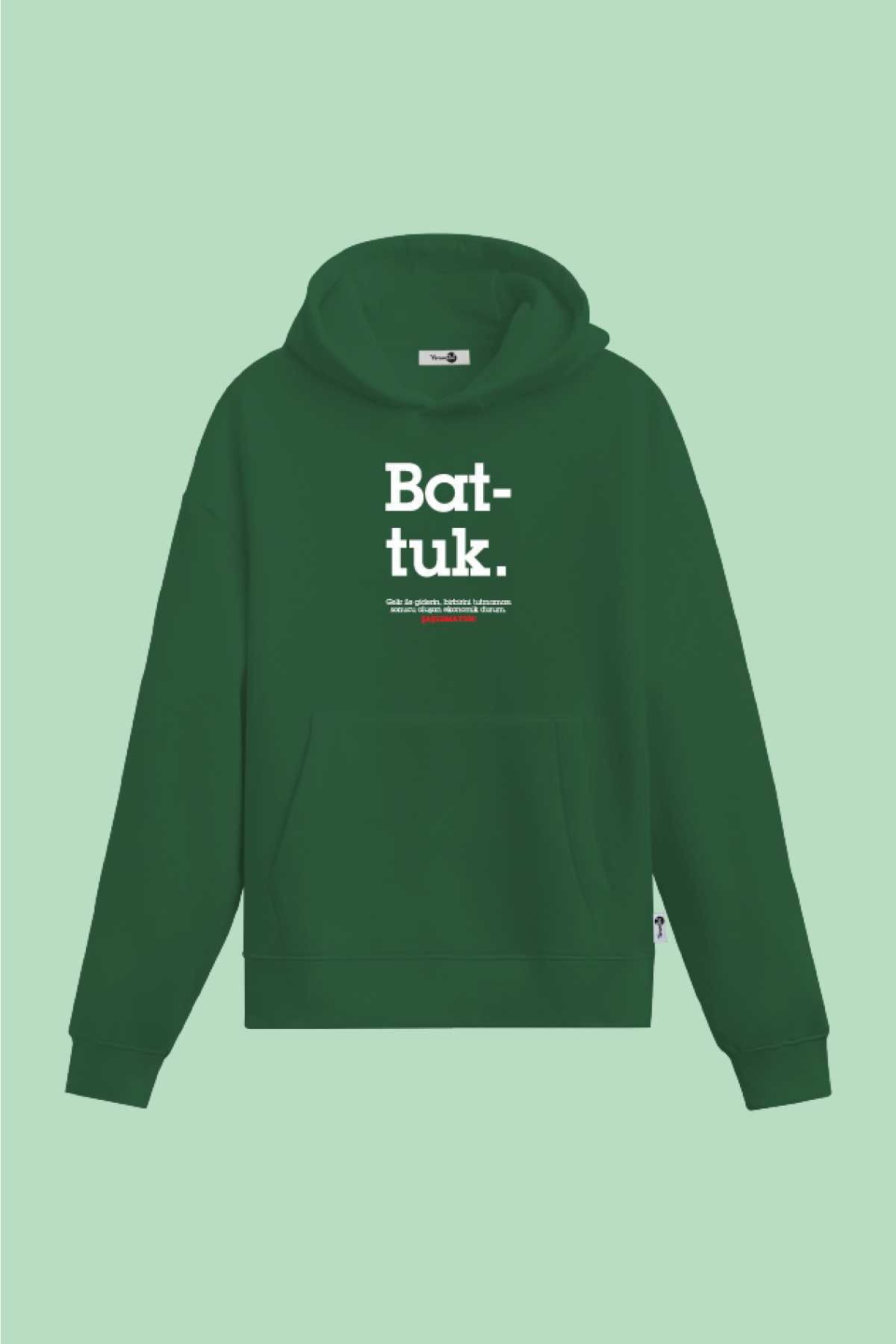 Battuk Kapüşonlu Sweatshirt Yeşil