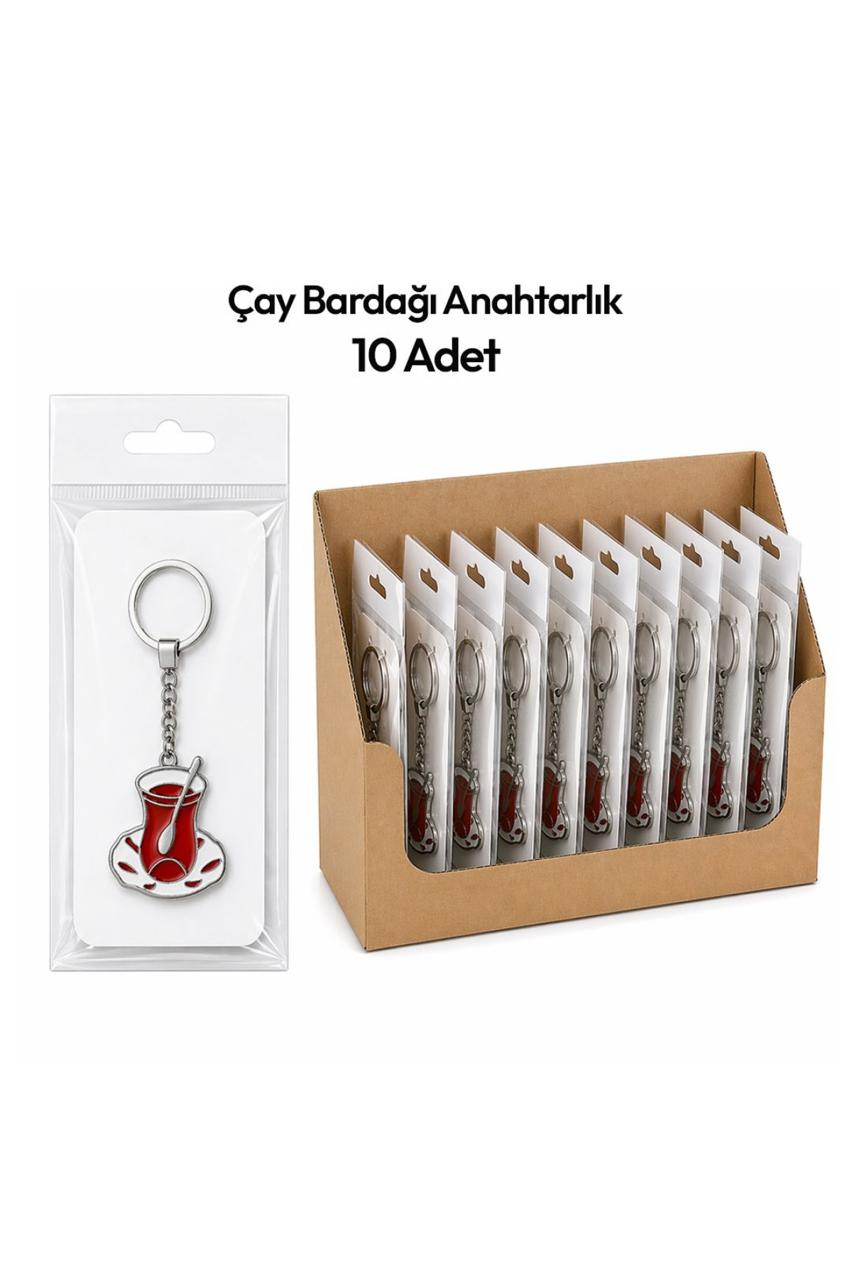 Metal Çay Bardağı Anahtarlık ( 10 adet )