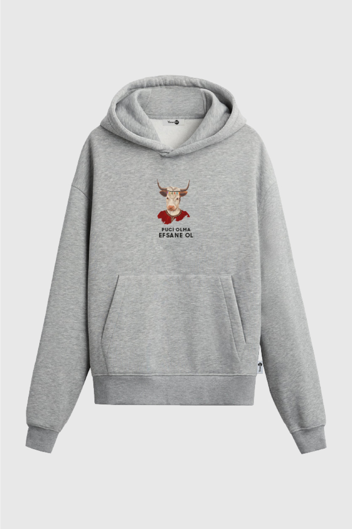 Puci Olma Efsane Ol Kapüşonlu Sweatshirt Gri