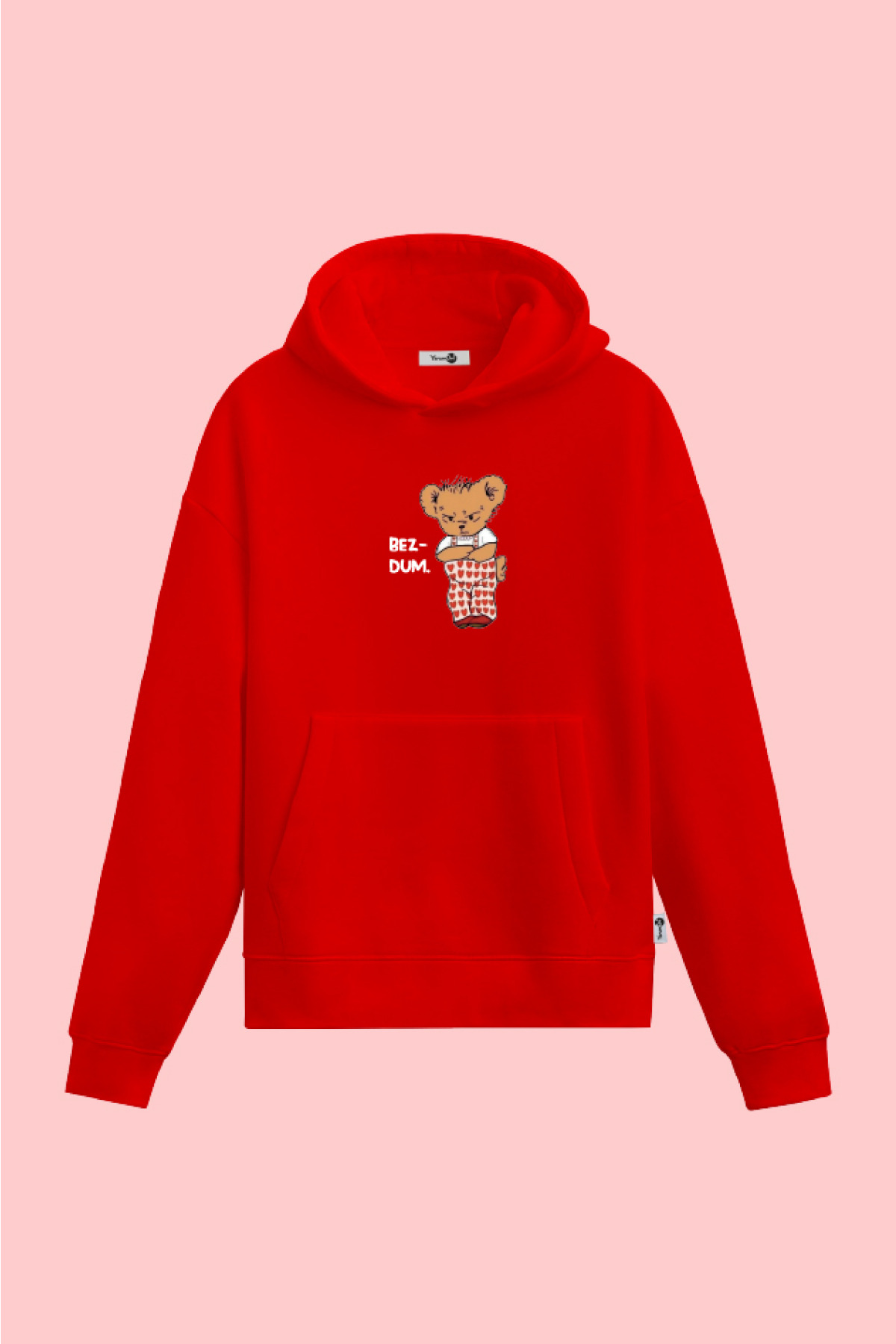 Teddy Bezdum Kapüşonlu Sweatshirt Kırmızı