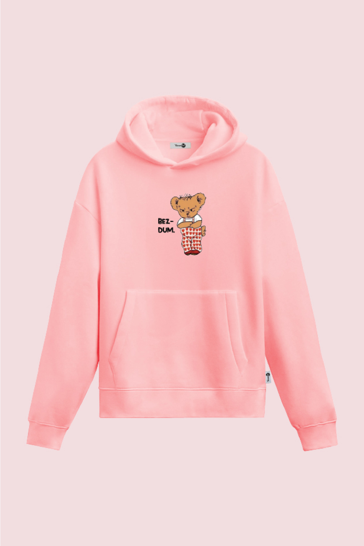 Teddy Bezdum Kapüşonlu Sweatshirt Pembe